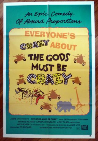 The Gods Must Be Crazy 1980 Australian One Sheet Movie Poster