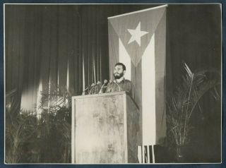 Alberto Korda Image Cuban Flag & Revolution Leader Fidel Castro 1960s Photo Y 76