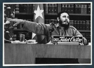 Cuban Leader Fidel Castro Speech National Library 1961 Liborio Noval Photo Y 76