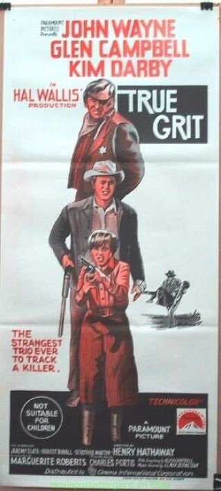 True Grit Movie Poster 1969 Australian Daybill 13x30 Size John Wayne