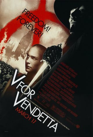 V For Vendetta Double - Sided 27x40 Movie Poster Natalie Portman Rare