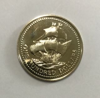 1975 Barbados $100 Dollars Gold Coin