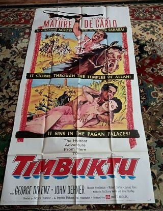 Timbuktu 3sh Movie Poster Victor Mature Yvonne Decarlo George Dolenz Denher 1959