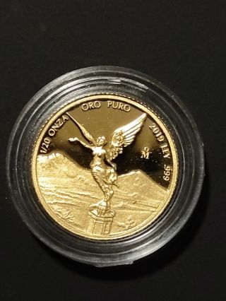 2019 Mexico 1/20 Oz Gold Coin Libertad Proof 1k Minted In Capsule.  Cond
