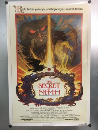 Authentic Vintage 1982 Secret Of Nimh Rolled Movie Poster: Nm 27 X 41