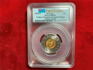 Tuvalu 2019 - P $2 Golden Treasures Of Ancient Egypt 2 Oz.  999 Silver Pcgs Ms - 70