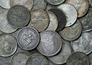 29 Silver Philippines 50 Centavos Coins - 1902 - 1945 - 10.  4 Ounces
