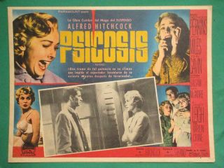 Psycho Horror Alfred Hitchcock Anthony Perkins Janet Leigh Mexican Lobby Card