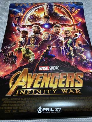 Disney Marvel Avengers Infinity War Double Sided Theatrical Poster 27x40 B