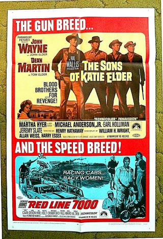 Gun Breed - John Wayne - Katie Elder & Speed Breed - Red Line 1968 Combo Poster