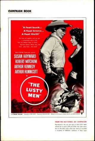 The Lusty Men Pressbook,  Susan Hayward,  Robert Mitchum,  Arthur Kennedy