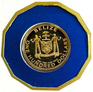 1979 FM GOLD BELIZE 6.  47 GRAMS $100 STAR OF BETHLEHEM PROOF COIN IN CACHET CARD 2