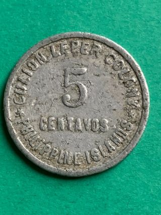 Philippines Culion Leper Coin 1913 Five Centavo Km - 6 Scarce 303