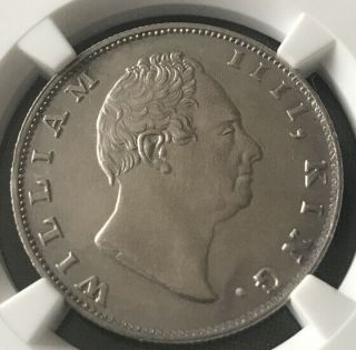 1835 - C India William Iv Rupee 1r - Certified Ngc Uncirculated Details (ms Unc)