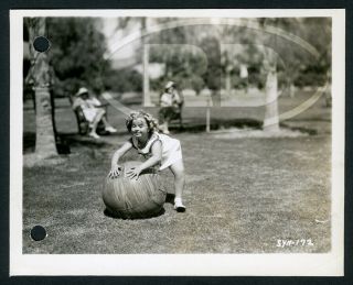 1936 4x5 Shirley Temple Keybook Candid Photo Playing Ball Palm Springs