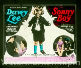 1928 Glass Slide Movie Child Star Davey Lee Sonny Boy Warner Brothers Wb Film