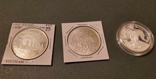 3 Silver Viet Nam 100 Dong Coins 1988 Bu,  1991 Bu,  1993 Proof