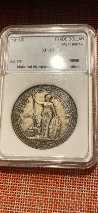 1911 Great Britain/hong Kong - British Silver Trade Dollar Coin,  100 Silver