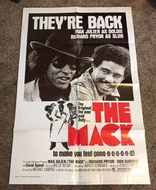 1977 Re - Release The Mack Movie Poster,  Folded,  27x41