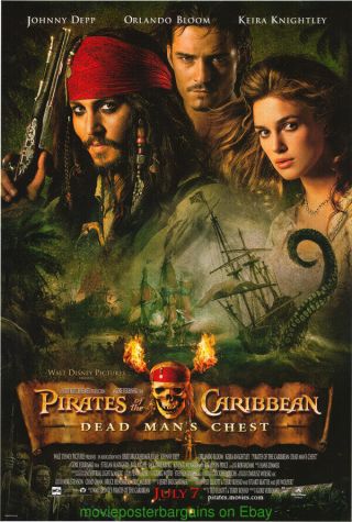Pirates Of The Caribbean Ii Movie Poster Ss 27x40 Johnny Depp