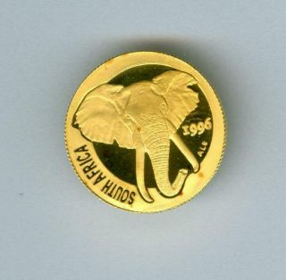 South Africa 1996 Natura Elephant 1/10 Oz.  999.  9 Gold Proof With Red Spots