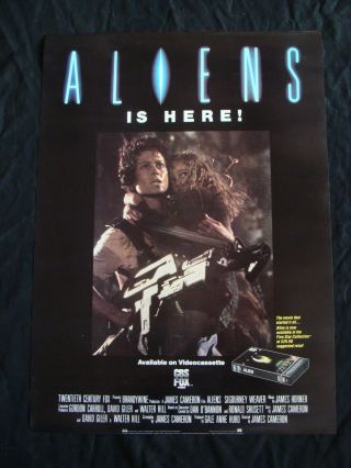 Aliens Movie Poster Sigourney Weaver 1987 Video Store Promo
