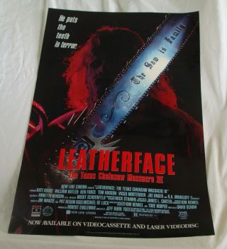 LEATHERFACE TEXAS CHAINSAW MASSACRE 3 III movie poster 1990 video promo 3