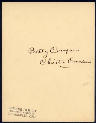 1920s Silent Film & Christie Comedy Star Betty Compson DBW Photo by Witzel - BB 2
