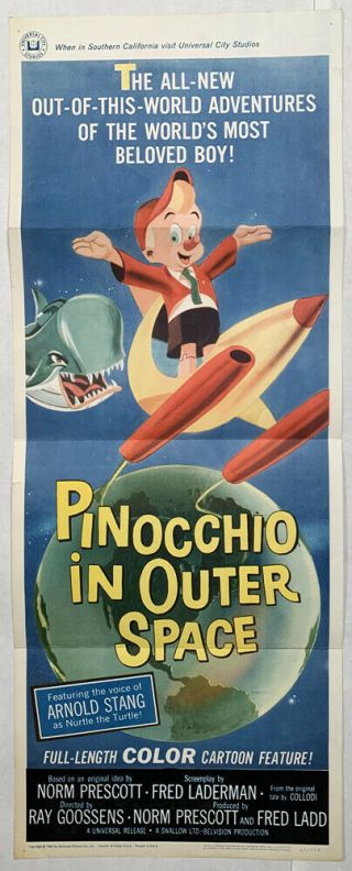 Pinocchio In Outer Space 1/2sh Poster 1965 Great Sci - Fi Cartoon