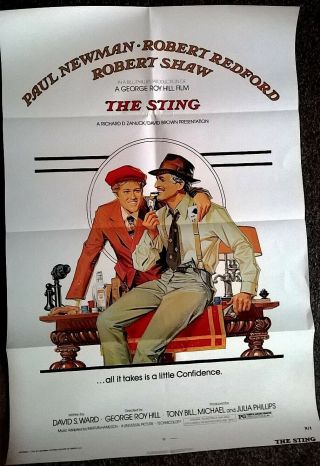 The Sting Us 1sh Poster/1973/paul Newman Robert Redford Robert Shaw Illus Amsel