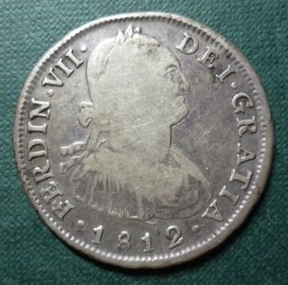 Chile Silver Coin 4 Reales,  Km67 Vf 1812 Fj Ferdinand Vii (santiago)