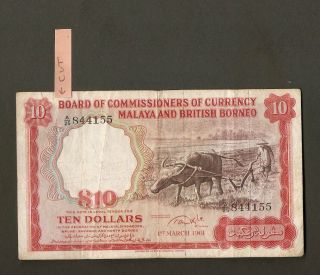 Malaya and British Borneo 1961 10 dollars banknote 3