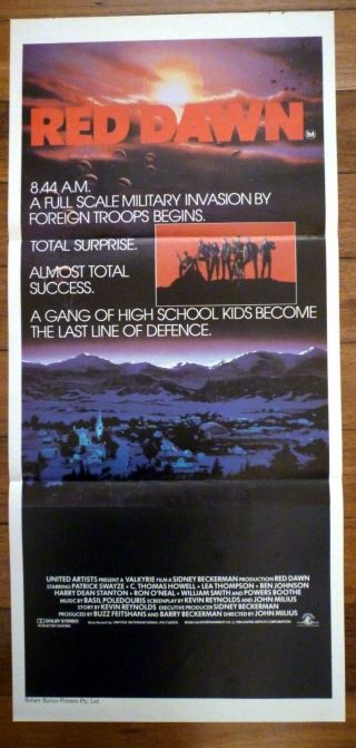 Red Dawn 1984 Rare Australian Daybill Movie Poster Patrick Swayze