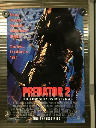 100 Authentic Movie Poster " Predator 2 " 1 Sheet 27 X 40