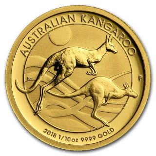 2018 Australia 1/10 Oz.  9999 Gold Kangaroo Bu Perth