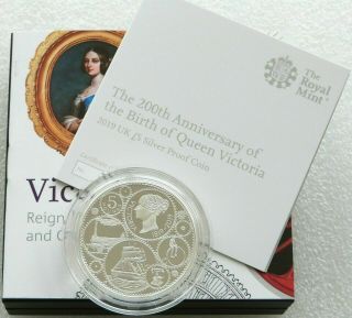 2019 Royal Birth Of Queen Victoria £5 Five Pound Silver Proof Coin Box