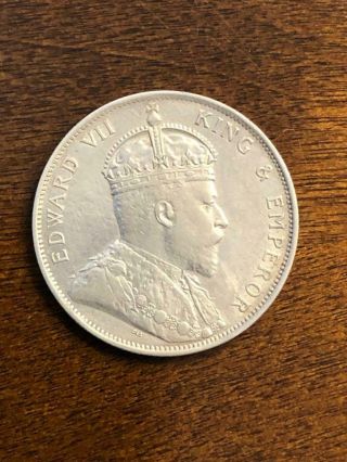 (1) 1903 Straits Settlements Silver 50 Cents Km 23 High Value Low Mintage