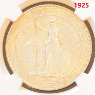 1925 China Hong Kong Uk Great Britain Silver Trade Dollar Ngc Unc Details