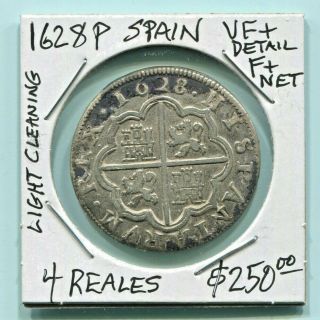 Spain - Historical Felipe Iv Silver 4 Reales,  1628 P,  Km 98