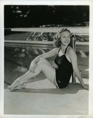 Bonita Granville Leggy Swimsuit Pin Up Mgm Studio Stamped Photo 1941
