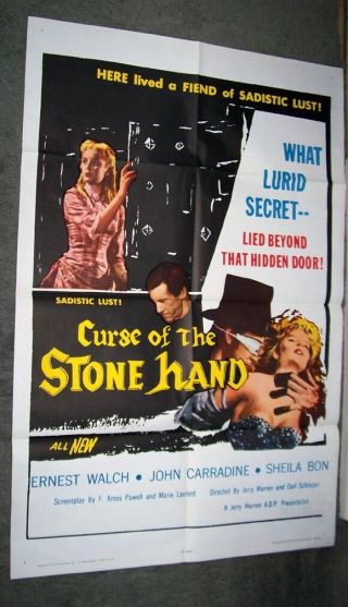Curse Of The Stone Hand Orig 1965 Horror One Sheet Movie Poster John Carradine