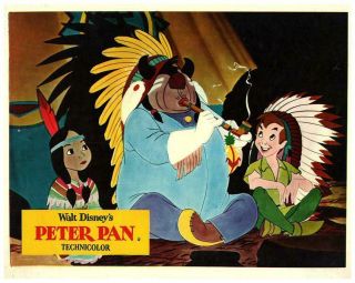 Peter Pan Walt Disney Animation 1953 Lobby Card Smoking Pipe Of Peace