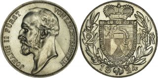 Liechtenstein: 2 Franken Silver 1924 - Unc