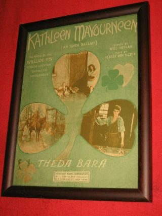 Vintage Theda Bara Kathleen Mavourneen Sheet Music Silent Movie Film Star 1919