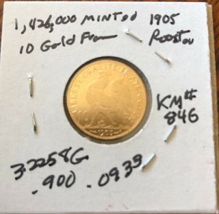 France Gold 10 Francs 1905 Rooster - - PRE WORLD WAR I - - CLASSIC OLD Coin 4