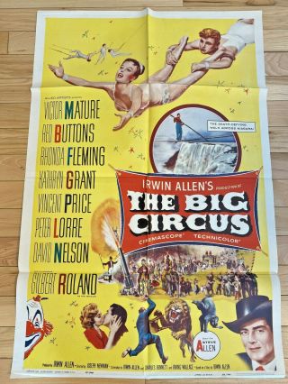 1959 Irwin Allen The Big Circus Movie Poster Litho 59/241 Vincent Price