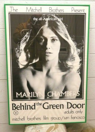 Vintage Framed " Marilyn Chambers " Behind The Green Door " Poster / 1 - 27c
