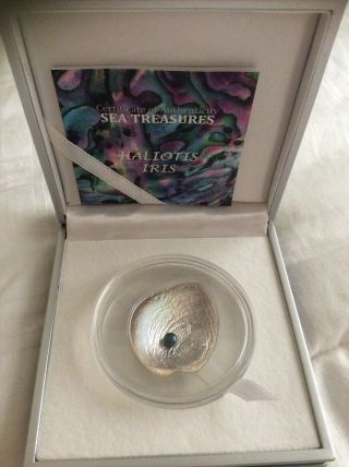 Palau 5 Dollars 2012 Silver Coin Proof Sea Treasure Black Pearl - Haliotis Iris