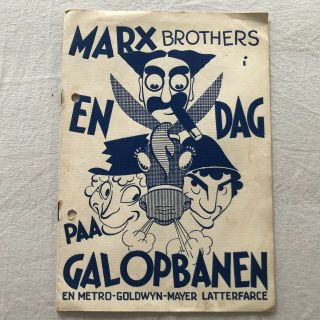 A Day At The Races Marx Brothers Groucho Chico Harpo 1937 Danish Movie Program