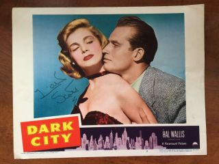 1950 Dark City Lobby Card Autographed By Lizabeth Scott